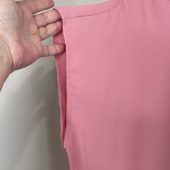 Suzy Shier Dusty Pink Rose Cap Sleeve Boxy Blouse Keyhole Back Round Neck Size L - Picture 5 of 12